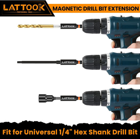 5PCS Magnetic Drill Bit Extension Set, 1/4" Hex Shank Extension Socket Drill Bit Holder Drill Bit Extender for Power Tools Impact Driver Drill, 2....