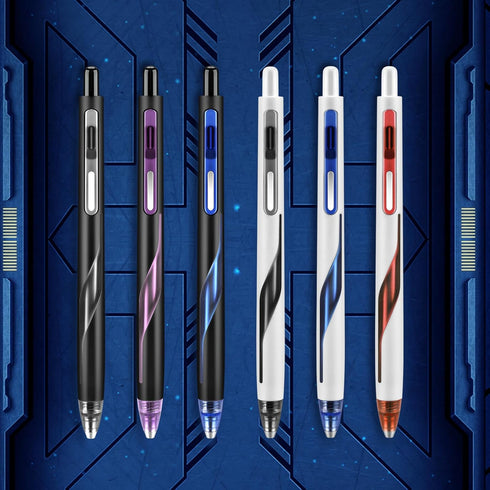 WRITECH Retractable Gel Ink Pens: Low Center of Gravity 0.7mm Medium Point Pen Multicolor with Refills No Smear Silent Click Black Blue Red 3ct Up...