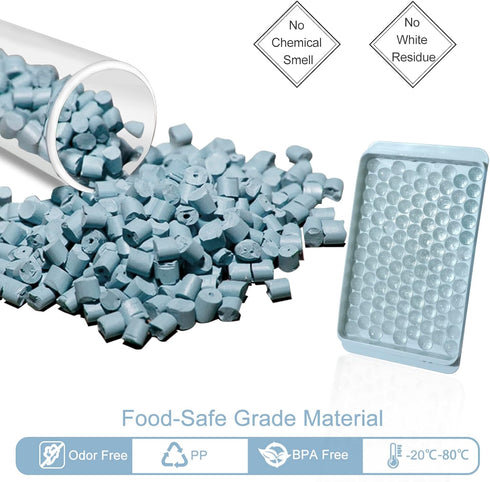 WIBIMEN Mini Ice Cube Trays,104x3PCS Small Ice Cube Tray Crushed Ice Tray for Chilled Drinks Coffee Juice(3Pack Blue Ice trays & Ice Bin & Ice Sco...