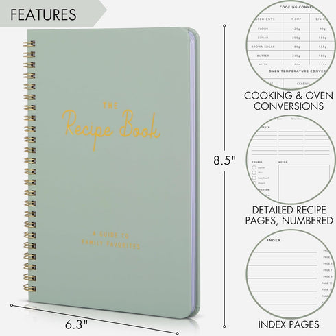 ZICOTO Aesthetic Blank Recipe Book - The Perfect Recipe Notebook to Write in Your Own Recipes - Simplified Blank Cookbook to Organize Your Recipes...