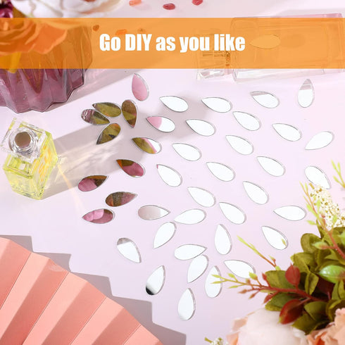 Teardrop Shaped Craft Mirrors Tiles Small glass Mirror Mosaic Tiles DIY mini Decorative Craft Home Decor(300 Pieces)...