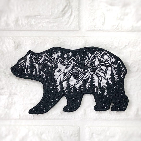 California Bear with Mountains Stars Moon Outdoor Landscape Well Made Quality Sew/ Iron On 100% Embroidered Decorative Applique Patch for Hats Jac...