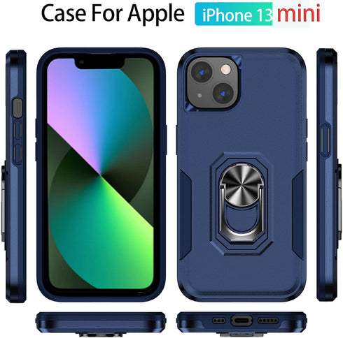 for iPhone 13 Mini Case for 13 Mini,with 360° Rotatable Ring Magnetic Ring Holder,Drop Resistant, Heavy Duty Shockproof Case,for 13 Mini Case, Blu...
