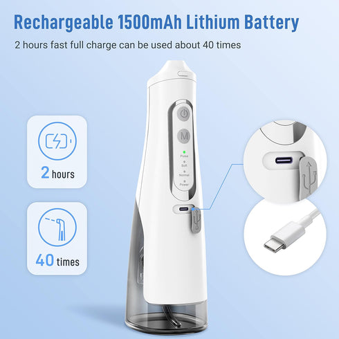 Cordless Water Flosser Teeth Cleaner Dental Oral Irrigator Picks Portable and Rechargeable 310ml Water Tank IPX7 Water Proof for Home and Travel I...