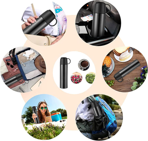 Stainless Steel Water Bottle-Insulated Vacuum Coffee Cup with Leakproof Lid & Cup,Double Walled Flask Thermos Cup,Sport Travel Mug keeps Hot & Col...