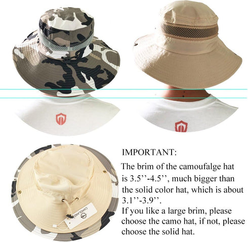 CAMOLAND Mens Fishing Hat Wide Large Brim Sun Hat with Outdoor UV Protection...