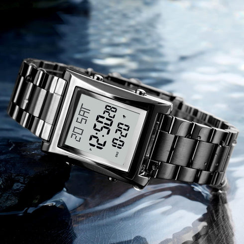 Mens Watches Digital Watch for Men Womens, Stainless Steel Rectangle Watches for Men, Men's Wristwatch Waterproof...