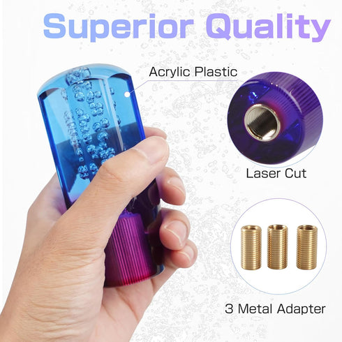 Crystal Shift Knob Universal Gear Shifter Stick Shift Knobs Transparent Bubble Purple Blue 10CM with Adapters...