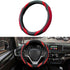 XCBYT Steering Wheel Cover - 14.5-15 Inch Car Microfiber Leather Steering Wheel Wrap Black Red Sports Fan Design Non-Slip for Man Women...