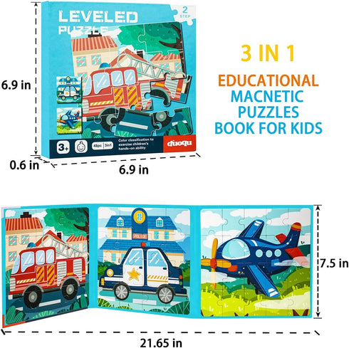 Magnetic Puzzles for Kids 2-4, Travel Puzzles Games for Kids Ages 3-5, Jigsaw Puzzle Book Activities Toy for Kids Boys Girls Ages 3 4 5 in Car, Le...