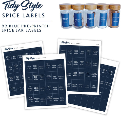 Spice Labels (Navy Blue) Preprinted Labels; White Spice Labels; Black Spice Labels; Blue Spice Labels; Spice Jar Labels; Stickers for Spice Jars...