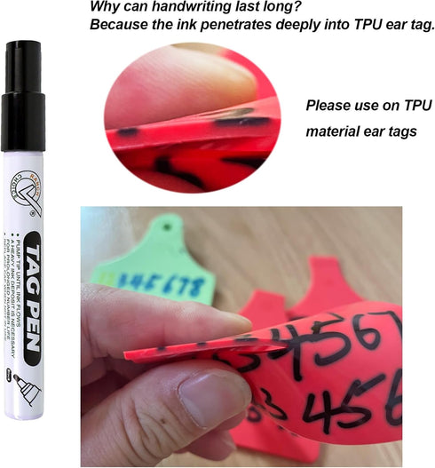 Ear Tag Marking Pen, Black, with Special Ink Penetrates Into Cattle Livestock Ear Tags, Long Lasting Not Fading...