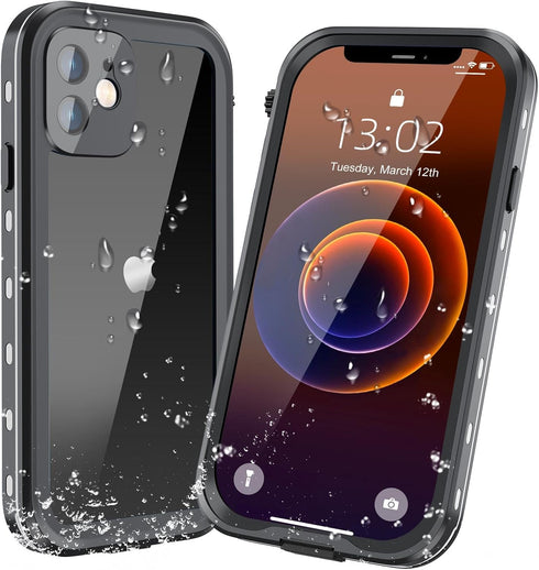 Waterproof Case for iPhone 12 Mini, IP68 Full Coverage Protective Waterproof/Shockproof/Dustproof Phone Case with Built-in Screen Protector for Ap...