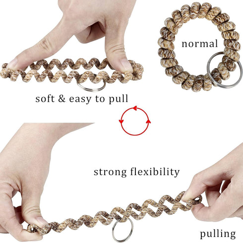 BIHRTC Pack of 6 Keychain Bracelet key Holder Wristlet Wrist Key Chain Spring Wristband Flexible Spiral Wrist Coil Spring Key Chain Stretchable Sp...