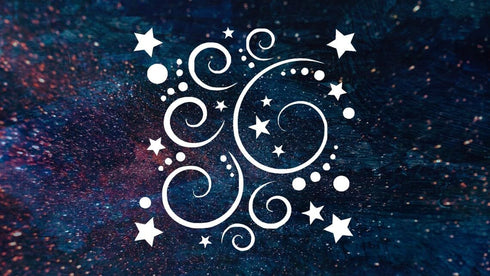 Stars and Swirls Logo Stencil 5.5x5.5 inches Arts and Crafts Material Scrapbooking for Airbrush Painting Drawing and More Reusable Stencil STENCIL...