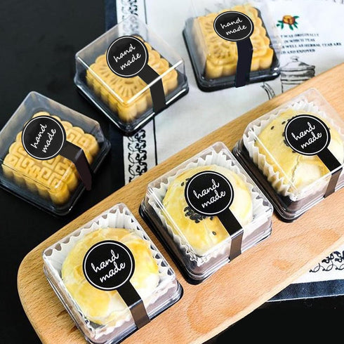 300 Pcs Handmade Food Baking Seal Stickers, Self-Adhesive Handmade Bakery Stickers, Black Long Label Cake Stickers, Stickers for Pastry Bags Lolli...