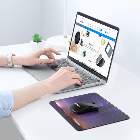 TECKNET Mouse Mat 270 x 210 x 3 mm Gaming Mouse Pad, Non-Slip Rubber Base, Waterproof Surface, Stitched Edges Mouse pad, Compatible with Laser and...