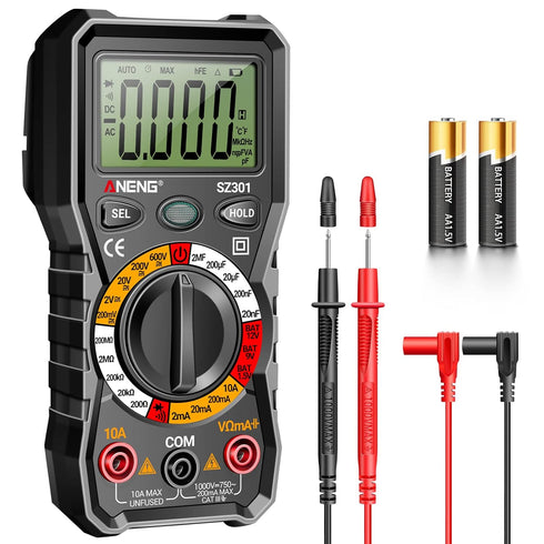 ANENG Digital Multimeter with Case,DC AC Voltmeter,Ohm Volt Amp Meter,Measures Voltage,Current,Resistance,Continuity,Diodes,Electric Tools for Hou...