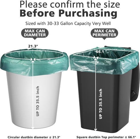 AYOTEE 30-33 Gallon Trash Bags, Large Recycling Bags 33 Gallon Trash Bag Unscented, 33"H x 37"W/1.1 Mil Thick Lawn Bags, 50% PCR Content (45 Count...