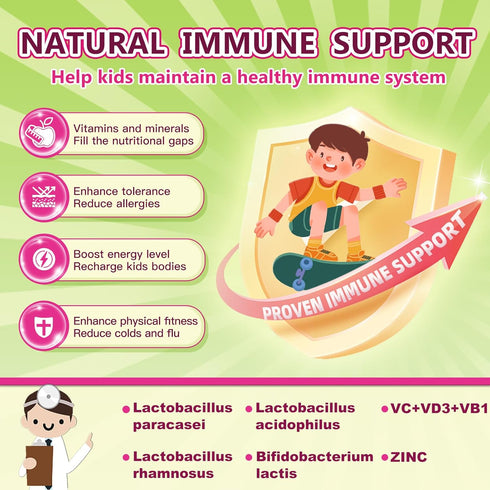 Kids Probiotic Chewable, 5 Billion CFUs Probiotics + Prebiotics For Kids Ages 3+, Kid Daily Probiotics For Digestive Health, Immune Support & Appe...