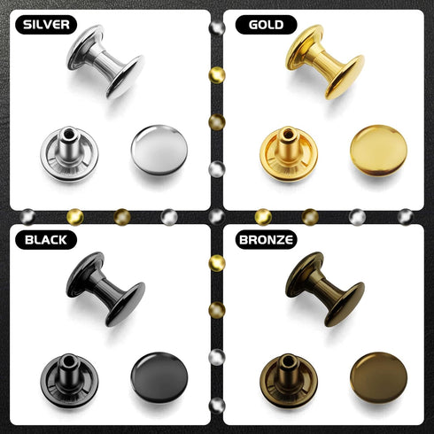 Jetmore 480 Pack Leather Rivets, Brass Rivets for Fabric, Leather Rivet Kit, Double Cap Rivet for DIY Leather Craft, Hats, Purse, Shoes, Bag, Rema...