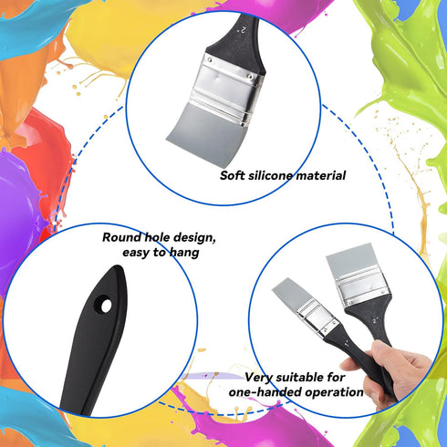 2 Pieces Silicone Painting Brush Color Shapers for Painting Color Shaper Tool Pointed Edged Solid Flat Flexible and Water Based Painting Tool for ...
