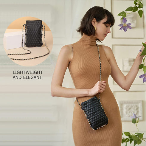 myfriday Mini Quilted Crossbody Purse for Women, Soft Small Summer Shoulder Purse and Handbag with Adjustable Chain Strap...
