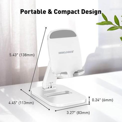 Cell Phone Stand for Desk Adjustable Portable Foldable Phone Holder Cradle Dock, Compatible with iPhone 15 14 13 Pro Max Mini, 12 11 XR X 8 7 6 Pl...