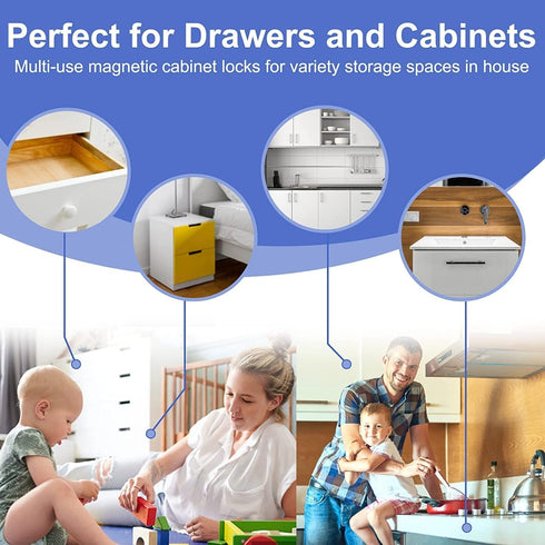 ROTOPATA Magnetic Cabinet Locks for Babies Child, Baby Proofing Safety Latch for Cabinets Drawers Cupboard Kitchen Bedroom, Adhesive or Screw Two ...