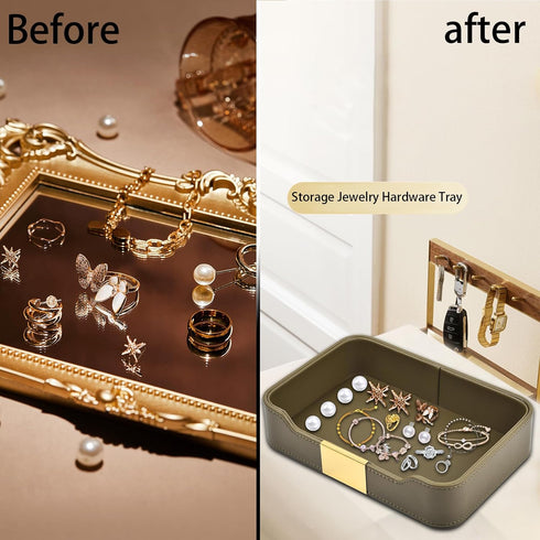 Leather Jewelry Tray Desktop Storage,Luxury Perfume Tray Nightstand Organizer Entryway Decorative Tray,for Jewelry Watch Cosmetics Keys Phone Wall...