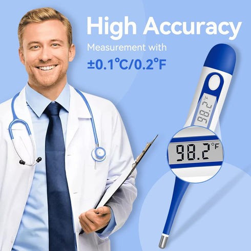 Berrcom Digital Thermometer for Adults, Oral and Underarm Thermometer for Baby and Kids Medical Thermometer with Fever Alarm Rectal Thermometer wi...