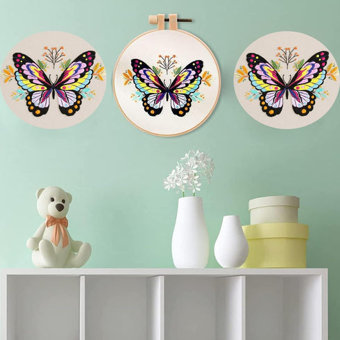 Tolovis Animal Butterfly Embroidery Kits for Beginners with Floral Patterns Pattern, Easy DIY Craft Punch Needle Starter Cross Stitch Kit DIY Need...