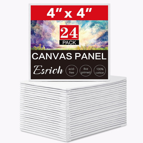 ESRICH 4x4IN Small Canvases for Painting, 24 Pack Mini Canvas Boards Cotton Painting Canvas Primed Acid Free Mini Blank Canvas Panels for Oil Pain...