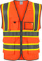 High Visibility Safety Vest with Pockets, Mic Tab, Reflective Strips and Zipper, ANSI/ISEA Standards,Oange,M...