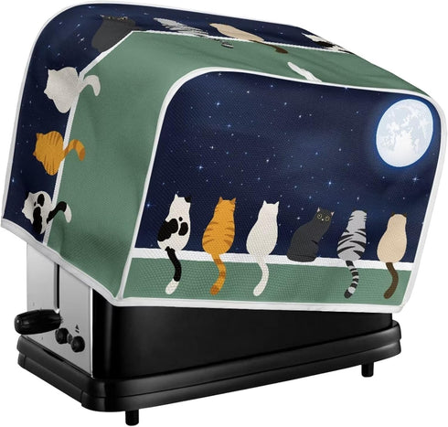Galaxy Print Oven Cover Kitchen Bread Machine Protector, Moon Cat 4 Slice Toaster Cover for Home, Anti Dust Fingerprint Coaster Cover, Kitchen Sma...