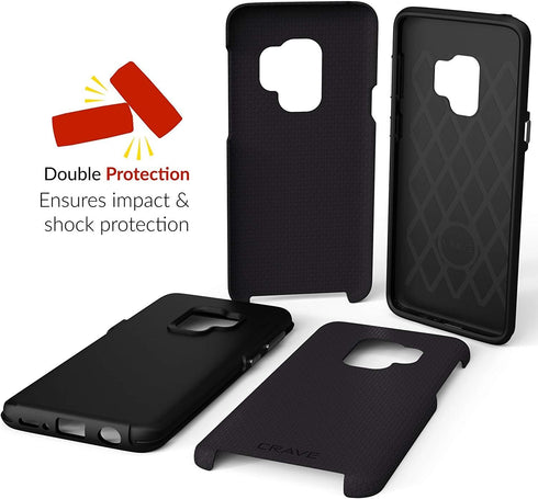 Crave Dual Guard Case for Samsung Galaxy S9: Shockproof, Dual Layer Protection - Black...
