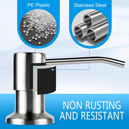 Dish Soap Dispenser for Kitchen Sink, Countertop Sink Soap Dispenser Water Pump with 47” No-Spill Extension Tube Kit Design for Kitchen Bathroom (...