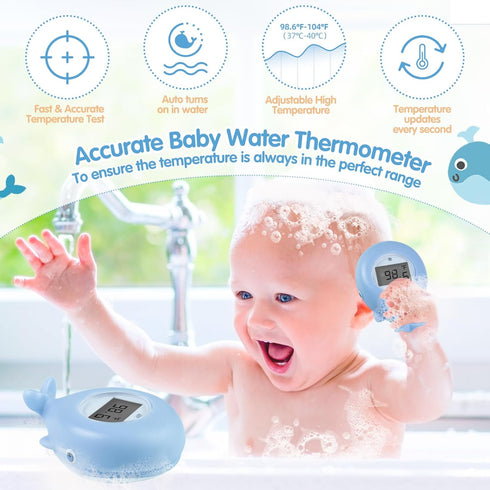 Baby Bath Thermometer, Whale Bath Thermometer Baby Safety, BPA-Free Bath Tub Thermometer, Temp Warning Water Thermometer & Room Thermometer, Bath ...