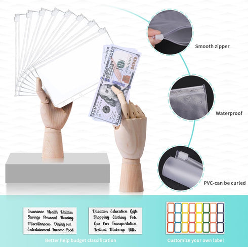 Onlyesh Budget Binder, Budget Binder with Zipper Envelopes, Cash Envelopes for Budgeting, Money Organizer for Cash, 28Pcs Budget Binder with Cash ...