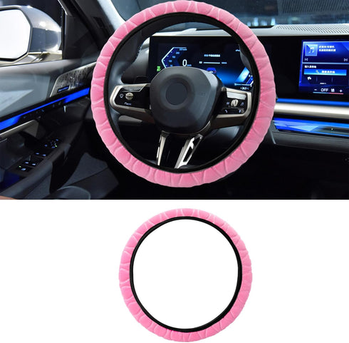 Car Steering Wheel Cover, 15" Breathable Anti-Slip Elastic Stretch Without Inner Ring, Short Faux Steering Wheel Protector, Universal Car Interior...