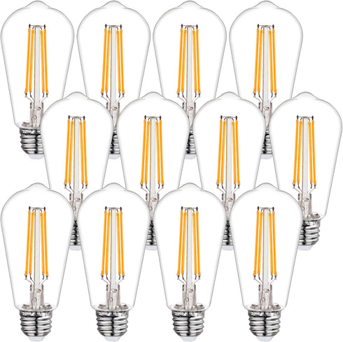 BORT ST58/ST19 Vintage LED Edison Bulbs, Warm White 2700K, Dimmable 6W Edison Light Bulbs, 60W Equivalent, 700LM, E26 Standard Base Filament LED B...