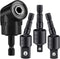 4-Piece Power Drill Sockets Adapter Sets,360°Rotatable 1/4" 3/8" 1/2" Impact Grade Driver Sockets Adapter Extension Set Drill Bit+105 Degree Right...