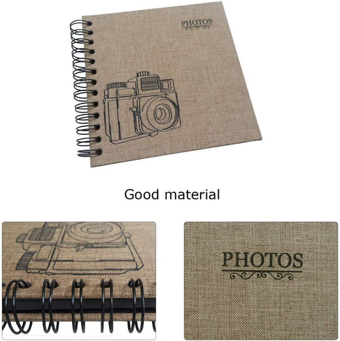 Enyuwlcm Linen Hardcover Small Scrapbook with Black Pages 4 x 6 Handmade Photo Album DIY Album Book Suitable for School Kids Boy 40 Pages Coffee...