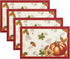 Elrene Home Fashions Swaying Leaves Bordered Fall Placemats, Seasonal Dining Table Mats, 13" W x 19" L, Set of 4...