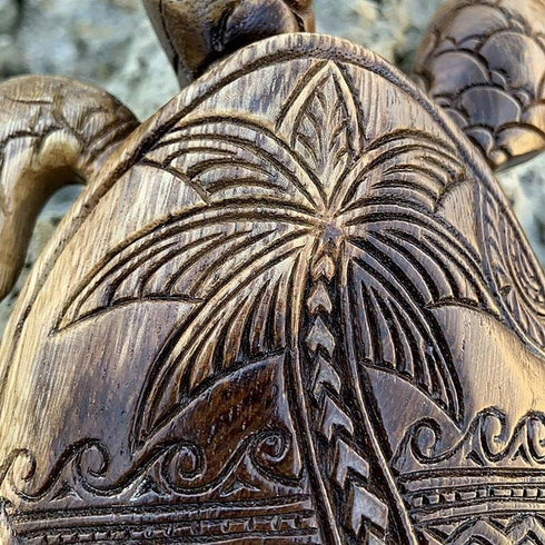 6-Inches Imitative Wood Carving Sea Turtle Statue Resin Hawaiian Turtles Sculpture Garden Tortoise Figurine for Home Decoration Outdoor Patio Lawn...