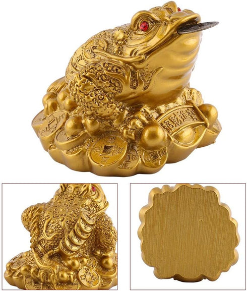Hilitand Money Frog Toad Decoration,Chinese Feng Shui Wealth Lucky Money Frog Statue Home Office Decoration Good Lucky Gift(S-6X6X5cm)...