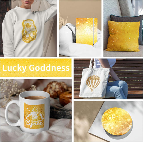 Yellow Glitter Sublimation Transfer Sheets for Heat Press Machine,Gold Sublimation Paper for Tumblers Blanks Tshirts,8 Sheets 12x12inch...