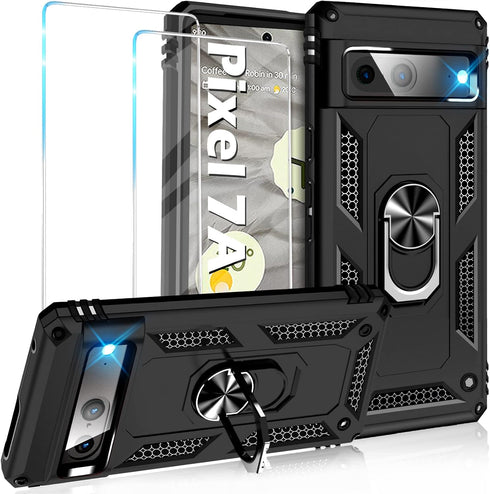 for Google Pixel 7A Case with Screen Protector, Military Grade Armor Shockproof Heavy Duty Protective Cover Pixel 7A Phone Case with Kickstand Mag...