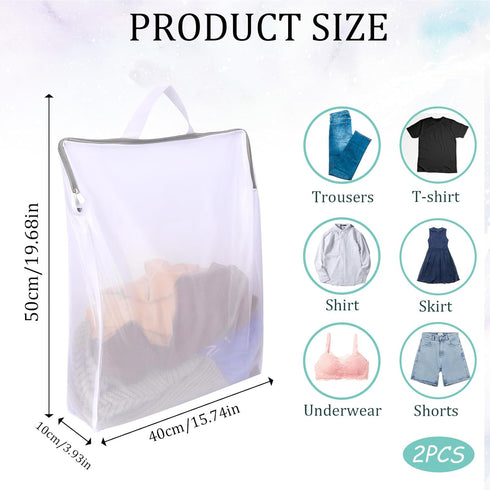 2 Pcs Mesh Laundry Bags for Washing Machine,16 X 20 Inch Fine Mesh Wash Bags with Handle,Side Widening Large Opening Zippered Clothing Washing Bag...