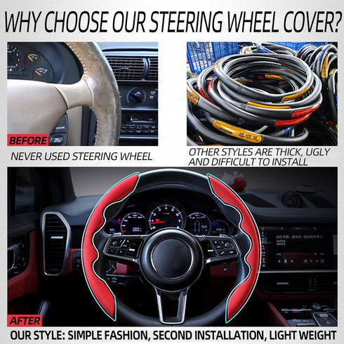 New Fluffy Anti-Skid Steering Wheel Cover Segmented Protector Safe and Non Slip Car Accessory and Durable Easy to Install for Steering Wheels of U...